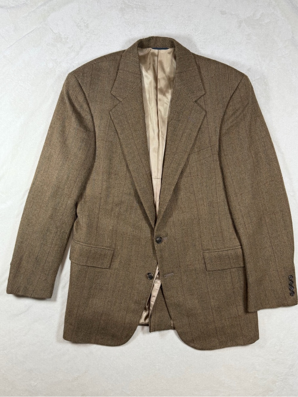 Polo Ralph Lauren 39R Brown Herringbone 100% Wool Single Vent Sport Coat